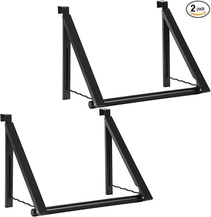 Foldable Over The Door Clothes Hanger, Space Saving Small Clothes Rack Door Hangers for Clothing, 2Pack, Black