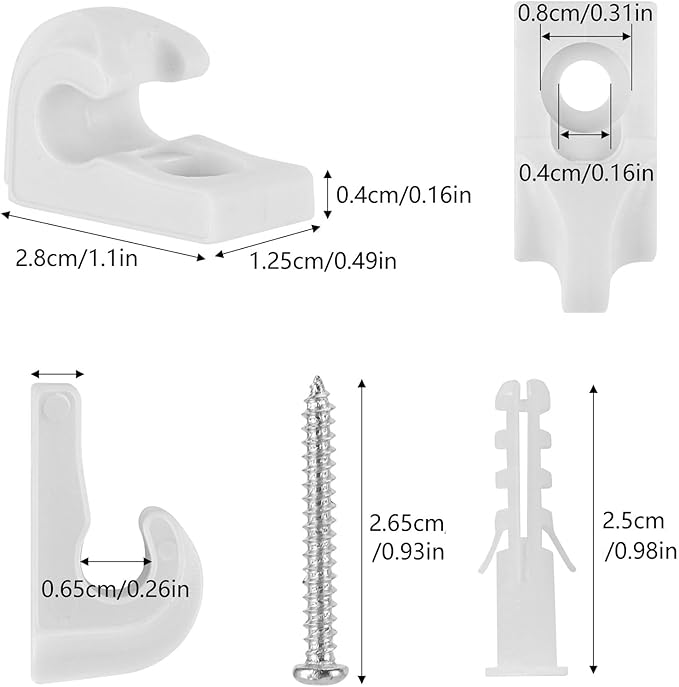 40 Pcs Closet Shelf Clips Set, White Heavy-Duty Plastic Down Wall Clips for Hanging Wire Shelves, Keys, Paintings, Decorations