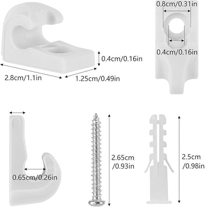 40 Pcs Closet Shelf Clips Set, White Heavy-Duty Plastic Down Wall Clips for Hanging Wire Shelves, Keys, Paintings, Decorations