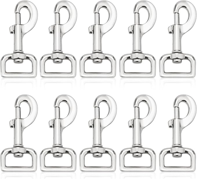 Swivel Snap Hooks Heavy Duty Dog Leash Hook Trigger Clip Clasp for Linking Pet Leash Collar, Key Chain, Dog Playpen (3-1/2" (8cm), 1", 10 Pack)