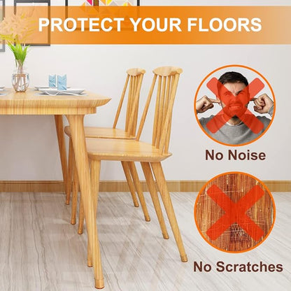32 Pcs Chair Leg Floor Protectors for Hardwood Floors Silicone Covers to Protect Wood Tile Floors Scratches Felt Pads Furniture Leg Caps No Noise (Fit:0.5"-0.89")