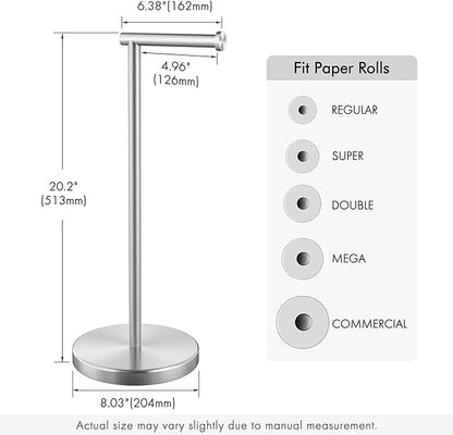 KES Toilet Paper Holder Stand SUS 304 Stainless Steel Rustproof Pedestal Lavatory Tissue Roll Holder Floor Stand Modern Brushed Nickel Finish, BPH283S1-2
