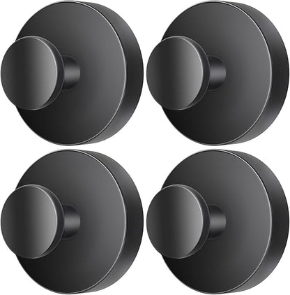 2026 Upgraded Drill-Free Suction Cup Hooks, Stainless Steel Suction Cup Hooks for Shower, Mirror, Wall, Bathroom, Glass, Hanging Towels - 4 Pack, Black