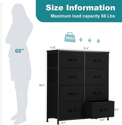 OLIXIS 8 Drawers Storage Organizers Units, Closet Organizers and Storage for Clothes, Fabric Storage Drawer for Living Room, Chest of Dresser in 31.5" D x 11.8" W x 36.4" H, Black