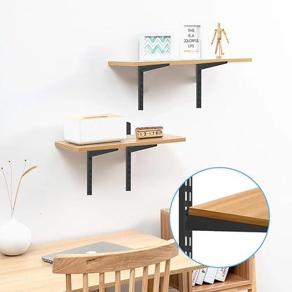 10 Pack 15‑Inch Adjustable Wire Shelf Brackets – Heavy‑Duty Double‑Track Closet & Wall Shelving System Supports（Black）