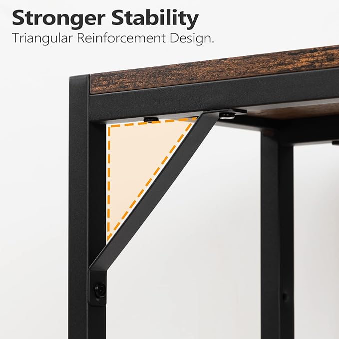 Sofa Table with Power Outlet, 43.7" Console Table with USB Ports, Behind Couch Table, Entryway Table for Living Room, Hallway, Foyer, Metal Frame, Adjustable Feet, Rustic Brown CTHR11E01Z1N1