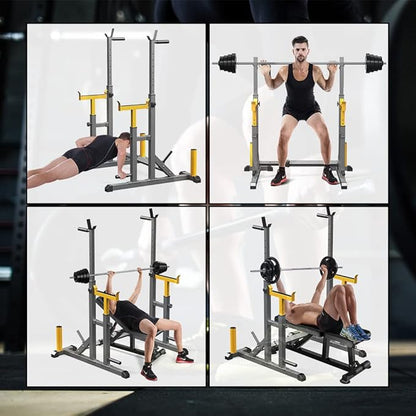 K KiNGKANG Adjustable Squat Rack,Multi-Function Barbell Rack for Weight Lifting and Home Gym Fitness Workout Portable Squat Bench Press,Load 690LBS