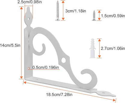 Acrux7 4 Pack Shelf Brackets 7.5X5.5 inch Thicken Iron Corner Brace Shelf Support Heavy Duty Wall Shelf Brackets White Decorative L Shelf Support for Home Office School