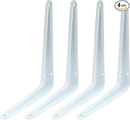 4 Pcs Shelf Brackets, 6 x 8 Inch Heavy Duty Metal Wall Corner Angle Shelving for Wall Hanging Shelves with Wall Anchors and Screws(White)