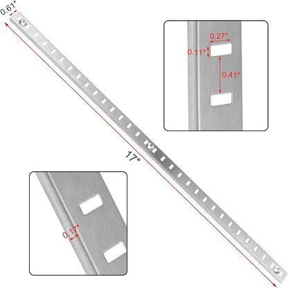 Bueyfolt 20 Sets 17 Inch Pilaster Shelf Brackets, Adjustable Mortise Mount Shelf Rails with 3 Pilaster Clips and Screws for Wall Shelving System