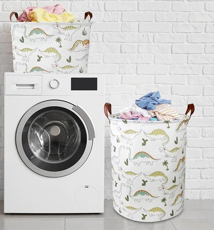 Dinosaur Laundry Hamper, laundry Basket, Waterproof Storage Bin for Bedroom, Clothes Organizer Basket, Room Decor(Light Dinosaur)
