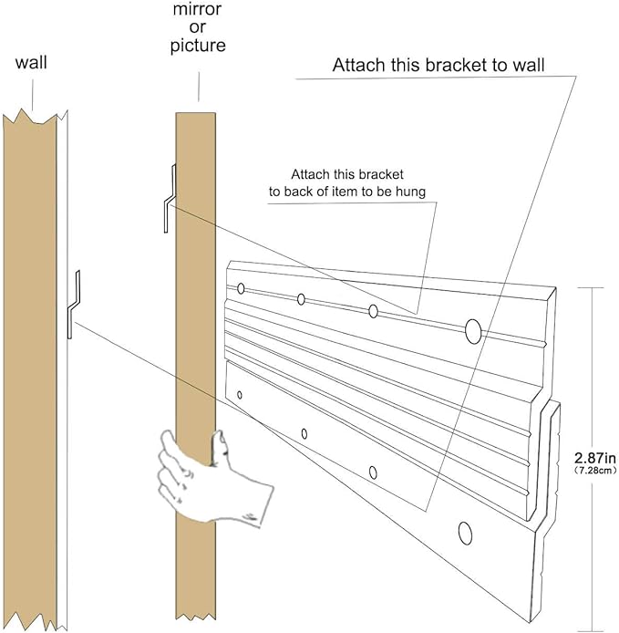 French Cleat 30 inch, 2 Pairs Heavy Duty Aluminum Z Clips/Bar Hanger Interlocking Wall Mounting Bracket Hardware Kit for Hanging Mirrors, Picture, Shelf, Headboard, Cabinet, Whiteboard, Art, Frames