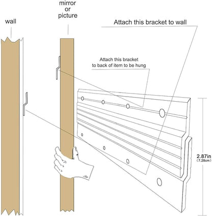 French Cleat 30 inch, 2 Pairs Heavy Duty Aluminum Z Clips/Bar Hanger Interlocking Wall Mounting Bracket Hardware Kit for Hanging Mirrors, Picture, Shelf, Headboard, Cabinet, Whiteboard, Art, Frames