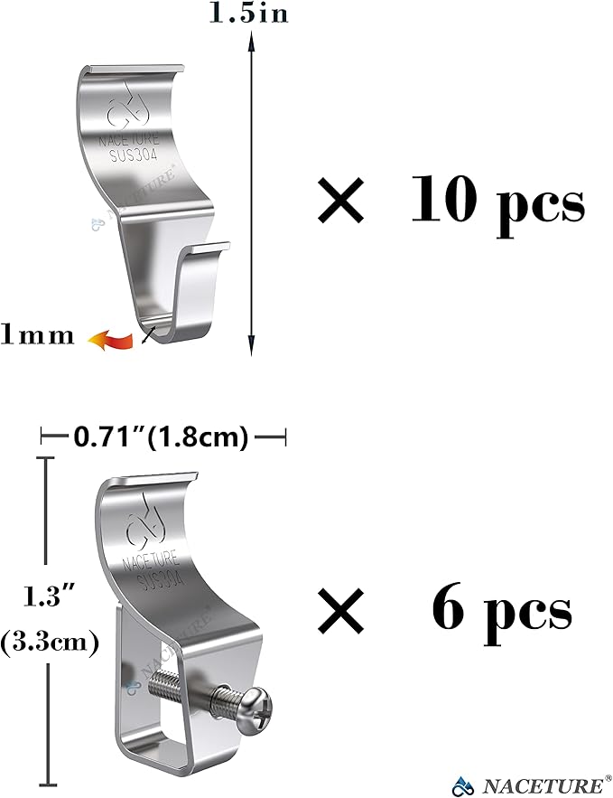 NACETURE Vinyl Siding Hooks & Screws - 16 Pack Heavy Duty No-Hole Needed Stainless Steel Hanger for Outdoor Mount Home Security Camera