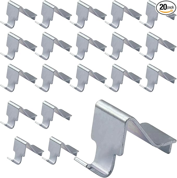Metal Shelf Clips 20 Pcs, Silver Pilaster Shelf Brackets for Standard Pilasters, Universal Shelf Support Bracket for Metal or Wood Cabinets, Bookcases