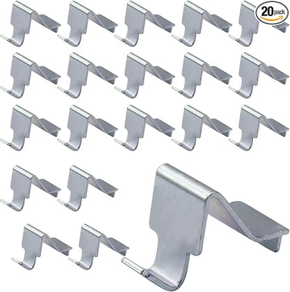 Metal Shelf Clips 20 Pcs, Silver Pilaster Shelf Brackets for Standard Pilasters, Universal Shelf Support Bracket for Metal or Wood Cabinets, Bookcases