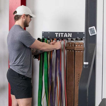 Titan Fitness 5in Depth Belt and Band Hanger, 10 Prongs, Accessory Rack for Resistance Bands, Mini Bands, Collars, Weight Belts