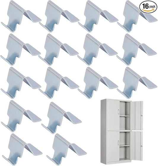 16 Pcs Metal Shelf Clips Compatible with Sandusky Cabinets, Fits Most Kinds of Metal Cabinets, Heavy Duty Supports for Office Files, Tools & Storage Organization