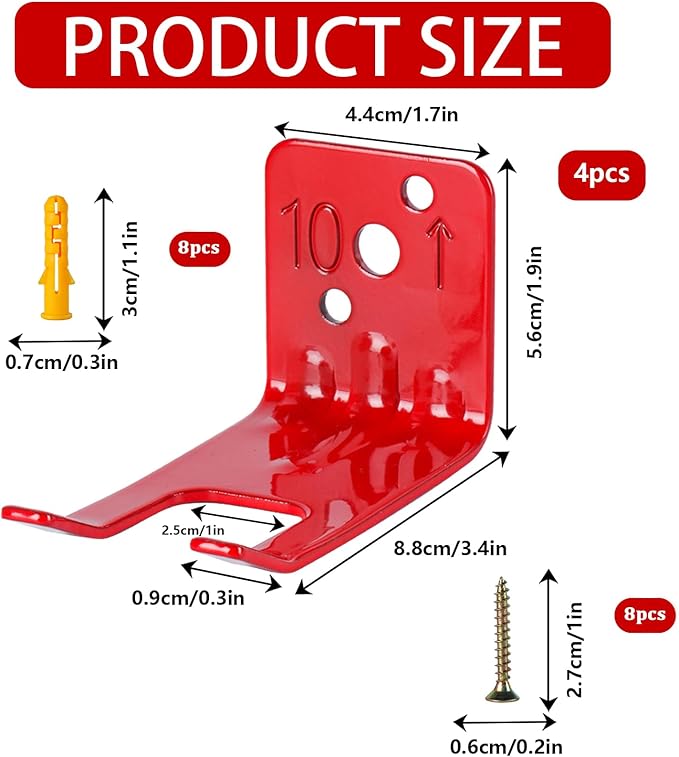 Fire Extinguisher Mounts & Brackets,4 Pack Fire Extinguisher Brackets and Holders, Fire Extinguisher Wall Hook Holder Hanger for 10 lb fire Extinguisher Mount