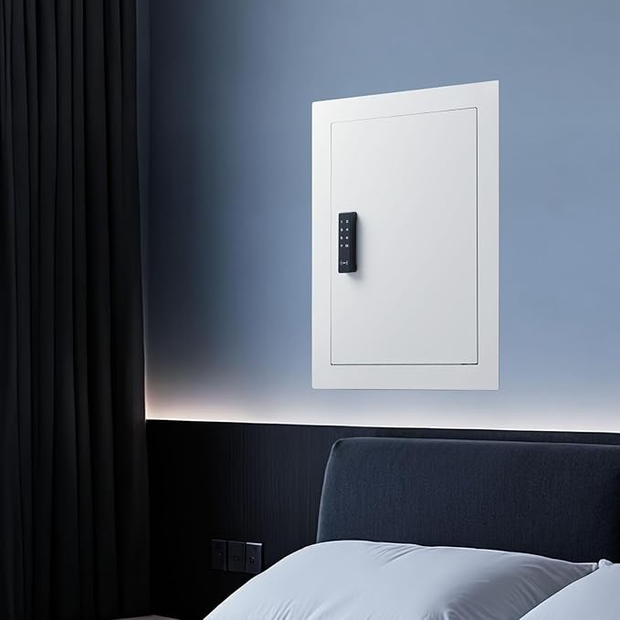 VEVOR 22" High Wall Safe, 3-Tier Hidden Wall Safe with Password, Key & Turning Knob, Q235 Cold-Rolled Steel In-Wall Box with Adjustable Shelves & Mounting Holes for Money, Jewelry, Passport, White