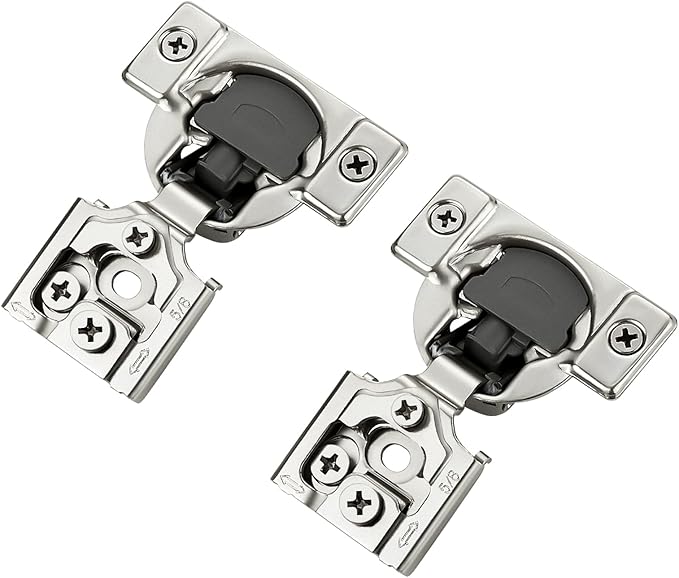 20 Pack 10 Pairs 5/8 inch Overlay Soft Close Hinges for Kitchen Cabinet Hinges Satin Nickel Hidden Hinges Stainless Steel Concealed Hinge self Closing