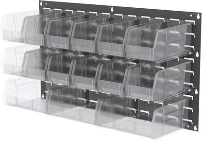 Akro-Mils 30235 AkroBins Plastic Storage Bins, Space-Saving Stackable Bins for Garage, Pantry, Craft Organization, 11" x 11" x 5", Clear, 6-Pack