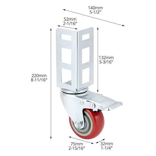 QWORK 3" Caster Wheels for Boltless Shelving – 500 lb Load Capacity, 4 Pack Storage Shelf Accessories for Garage, Storage, Workshop, 8-11/16" Total Height, 2-1/16" Side Length