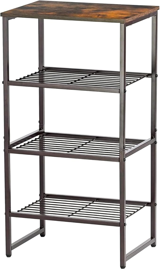 4 Tier Printer Stand, Spacious Floor Mount, Metal, Industrial, Printer Table Holder with Storage Shelf for Home Office Fax Machine Scanner