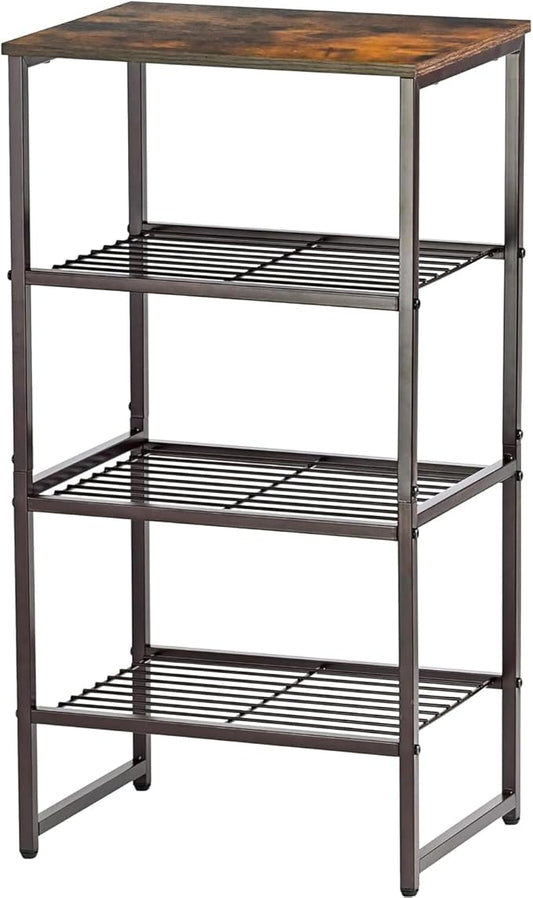 4 Tier Printer Stand, Spacious Floor Mount, Metal, Industrial, Printer Table Holder with Storage Shelf for Home Office Fax Machine Scanner