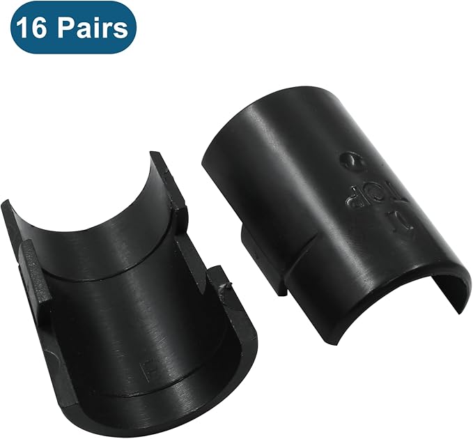 32Pcs (16 Pairs) Wire Shelf Clips, 1"(25.4mm) Post Wire Shelving Shelf Lock Clips, Plastic Black Shelving Sleeves Replacements for Wire Shelving System