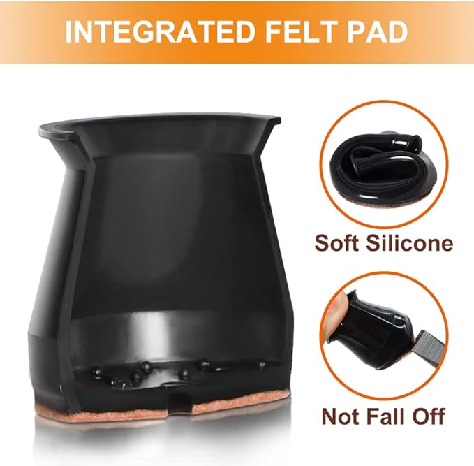 32 Pcs Chair Leg Floor Protectors for Hardwood Floors Silicone Covers to Protect Wood Tile Floors Felt Bottom Furniture Leg Caps Anti-Scratch Reduce Noise (Fit:1.3"-2")
