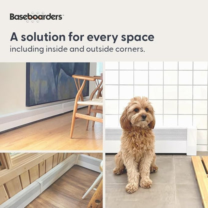 Baseboarders Basic Series 3 ft (36 in) Galvanized Steel Slip-On Baseboard Heater Cover + Left & Right Endcaps, Rust Resistant, White, for Hydronic Hot-Water Systems