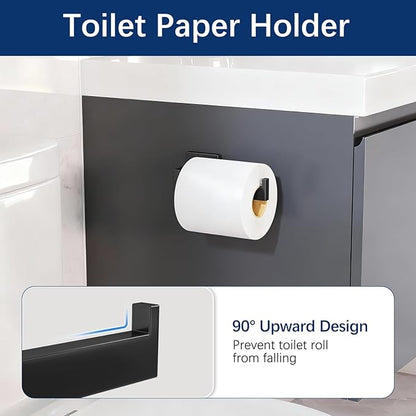 Bathroom Accessories Set 10-Piece Stainless Steel Modern Wall Mount Towel Racks for Bathroom 16In, Matte Black