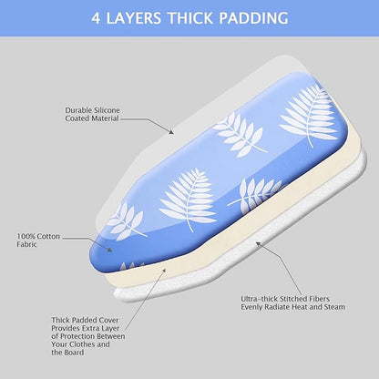 SheeChung Ironing Board Cover and Pad 15 x 49 Inch,Iron Board Cover with Elastic Edge & Adjustable Fastener,4 Layers Covers Resist Scorching and Staining Extra Thick Padding