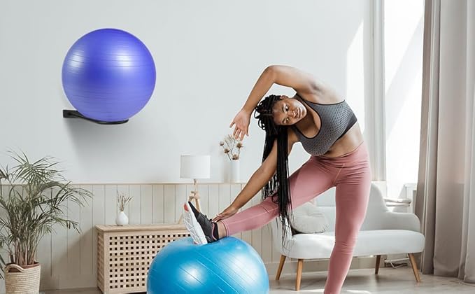 Medicine Ball Rack - Wall Mount Stability Ball Storage Rack(1 Black)
