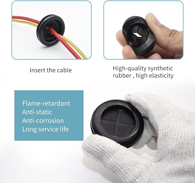 Vrupin 66Pcs Rubber Grommet Assorted Kit, Drill Hole Firewall Hole Plugs Wire Protection, 6 Sizes 1-13/16" 1-1/2" 1" 7/8" 5/8" 3/16"