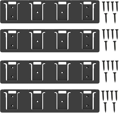 Battery Rack Compatible with DeWalt 20V Battery Holder, Mount 4 Slot Bulk Battery Garage Tool, Tools for Dewallt 20v , Wall Display Hook Holder (Black-4pc)