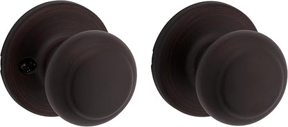 Kwikset Cove Interior Passage Door Knob, Handle for Closet and Hallway Doors, Non-Locking Doorknob, Venetian Bronze (Pack of 4)