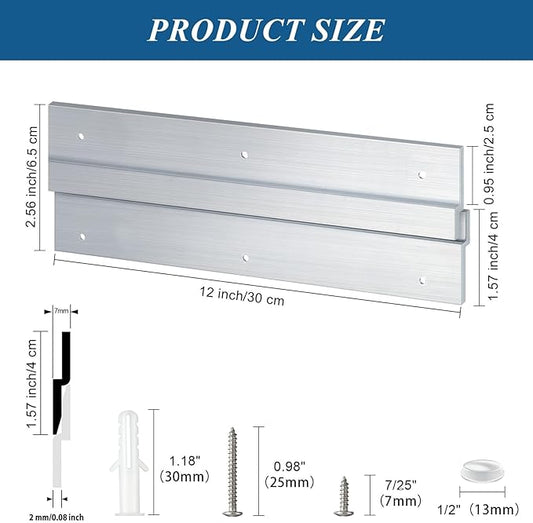 48 Pack French Cleat Hanger Headboard Wall Mounting Brackets Cleat Picture Hanger Kit Z Bar Supports with Plastic Expansion Tube Screws Silicone Dots for Picture Mirror Whiteboard (6 Inch)