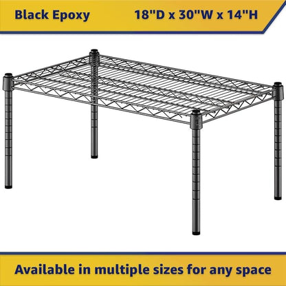 18" x 30" x 14" Black Epoxy Wire Storage Shelf, Dunnage Rack, Commercial 1 Tier Small Shelf