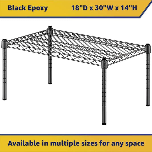 18" x 30" x 14" Black Epoxy Wire Storage Shelf, Dunnage Rack, Commercial 1 Tier Small Shelf