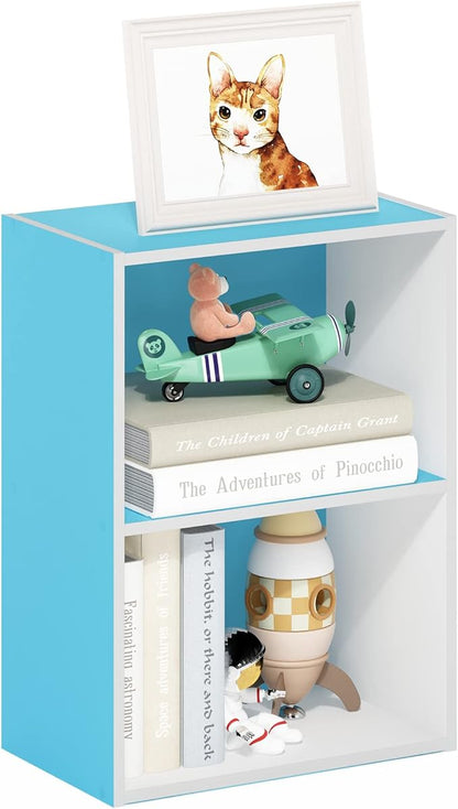 Furinno Luder Bookcase/Book/Storage, 2-Tier, Light Blue/White (Pack of 4)