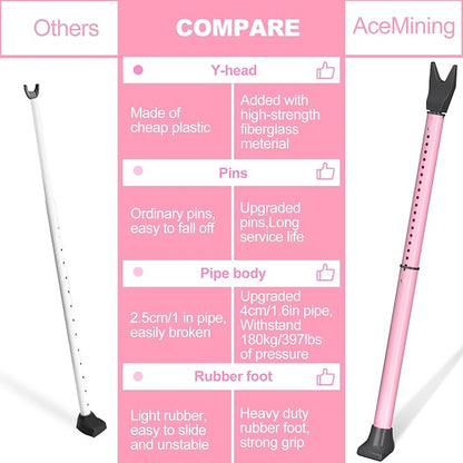 AceMining Upgraded Door Security Bar & Sliding Patio Bar, Heavy Duty Stoppers Adjustable Jammer for Home, Apartment, Travel (1 Pack,Pink)