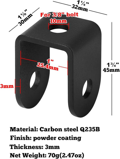 GBGS 20 Pcs Black 1" U Bracket for Panel,1/8"(3 mm) Thick, Powder Coating