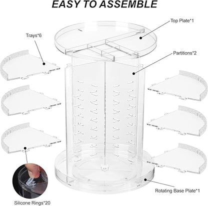 Rotating Makeup Organizer, 360 Spinning Skincare Organizers, 8 Adjustable Layer Cosmetic Storage Case with Brush Holder Perfume Tray for Vanity Bathroom Countertop - Large