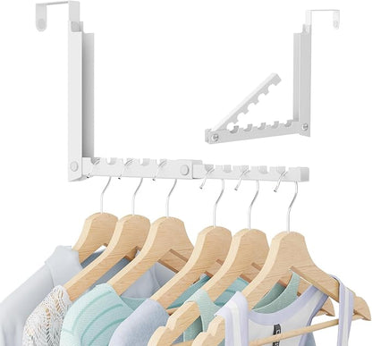 Over Door Hooks,Over the Door Clothes Hanger with 10 Ridges,Space-Saving Over the Door Drying Rack,Door Hooks for Hanging Clothes,Larger Capacity Over the Door Hanger (1, White)