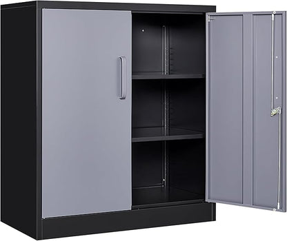 SISESOL Storage Cabinet with Doors and Shelves,36 inch Metal Storage Cabinet with Locking Doors,Small Metal Cabinets with Lock,Gray Garage Cupboard for Home Office,Garage,Shop