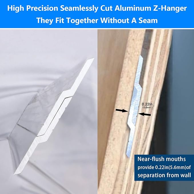 (41 inch) French Cleat Hanger Heavy Duty 500 Lbs Load, 2 Pairs Aluminum Z Clips French Cleats, Interlocking Wall Mount Bracket Hardware Kit for Mirrors, Picture, Shelf, Headboard, Art, Frames