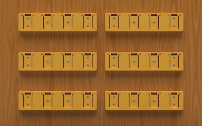 Battery Rack Compatible with DeWalt 20V Battery Holder, Mount 4 Slot Bulk Battery Garage Tool, Tools for Dewallt 20v, Wall Display Hook Holder (Yellow-4pc)