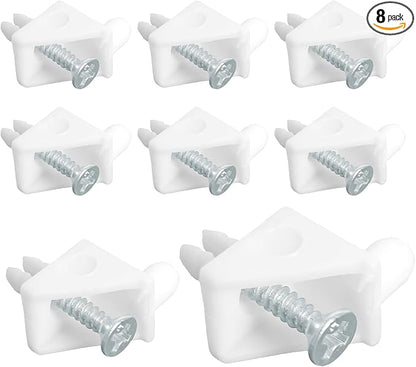 SuperDi White Shelf Support Pins Brackets with Self-Tapping Screws Compatible with IKEA Part 101558 (Pax, KOMPLEMENT) 90° Angle Brace Wedge (8 PCS